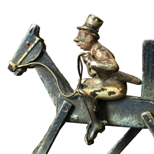 Vienna Bronze articulated - Mounted Jockey on horse, ca 1900 - Miniature Sculpture attributed to Franz Xaver Bergmann