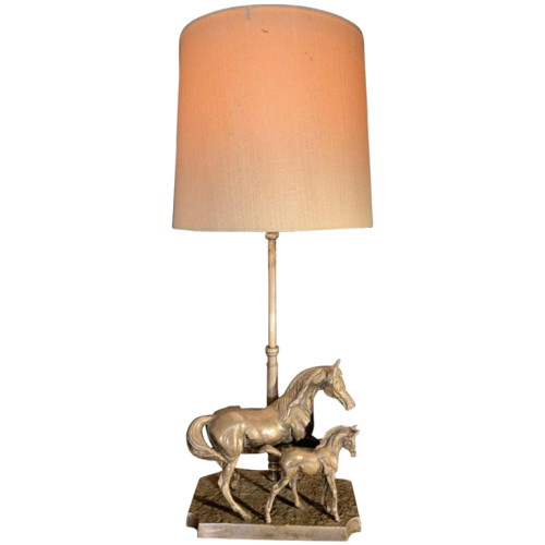 MAISON JANSEN, Silvered Bronze 'Horse / Horses' Lamp / Sculpture, 1960s