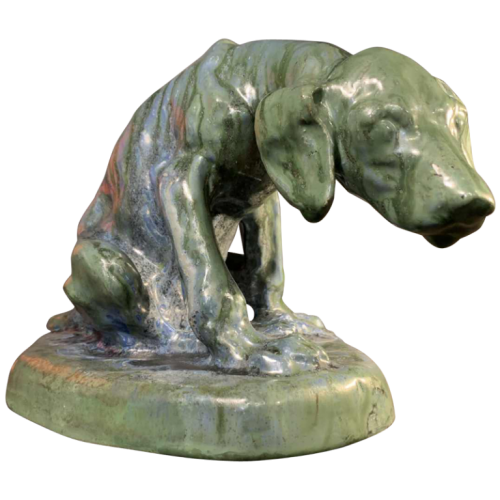 DOMIEN INGELS & ROGER GUERIN, Sculpture Hunting Dog Braque, Stoneware Bouffioulx 1920s