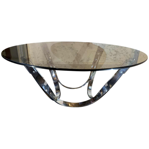 ROGER SPRUNGER for DUNBAR, Coffee / Lounge Table, Twisted Chromed Steel, 1970s