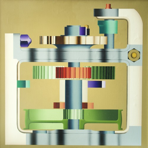 Roger Nellens, Oil on canvas "Le cyclope" Imaginary Machines painting, 1977