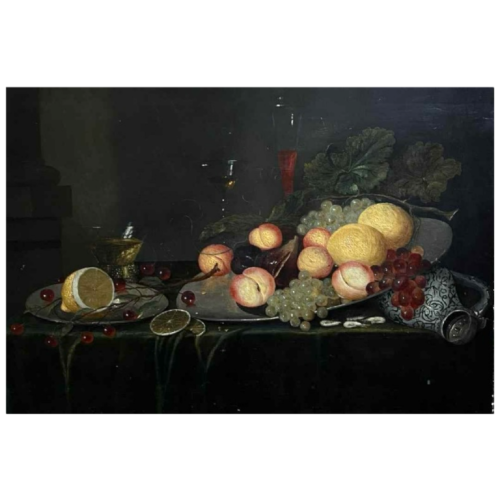 Painting "Still life with fruits" oil on panel, 19th century (style 17th)