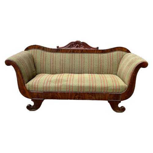 Antique Charles X style 'Gondole' sofa in need of restoration, 19th century