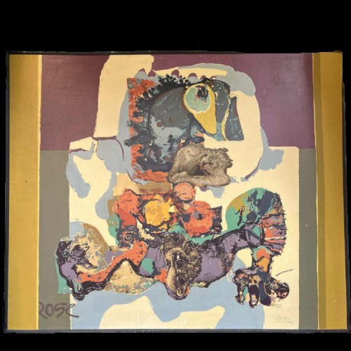 BERNARD DESFRERE ‘Rose’ large 1/10 oil screen print, Cobra movement, 1972