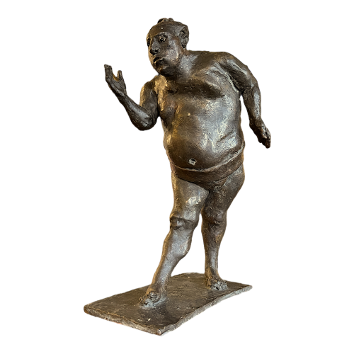 CHRISTIAN LEROY "Sumo", expressionist sculpture of a man in bronze, lost wax, ca 1970