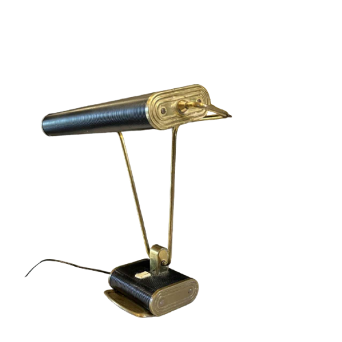 EILEEN GRAY / JUMO N71, Table or desk lamp (gold & black), Modernist Art Deco Bauhaus, ca 1945
