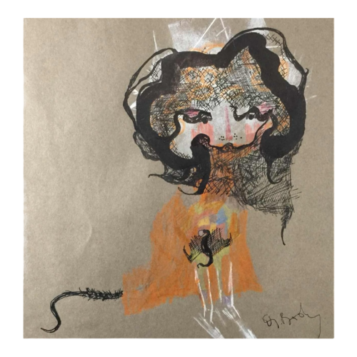 Anne Body "Parce queue" (painter from Namur) mixed media on paper, 1970