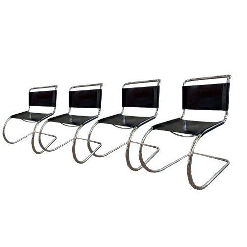 LUDWIG MIES VAN DER ROHE / FASEM suite of 4 black MR10 cantilever chairs ca 1970