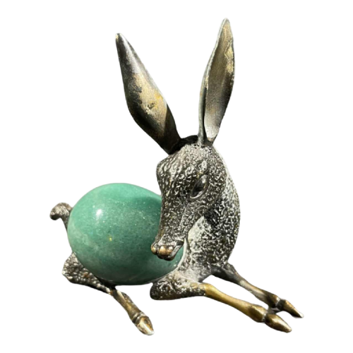 REGA, Arte del Quarzo, sculpture of a fawn, silvered bronze & quartz, ‘Glamour Seventies’ style 1960s