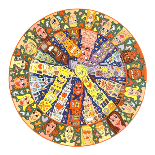 JAMES RIZZI ‘City People’ Rosenthal Studio-Linie, Street Art porcelain dish numbered 694/1500, ca 1980