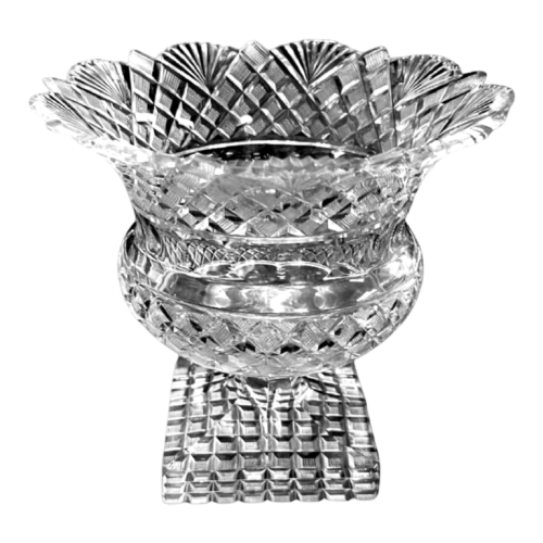 Val Saint Lambert, large richly cut crystal bowl/sweep bowl on foot, Vonèche style, 19th century