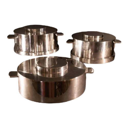 VUILLERMET Goldsmith in Lyon, set of 3 Art Deco Modernist silver plated dishes (caviar, condiments)