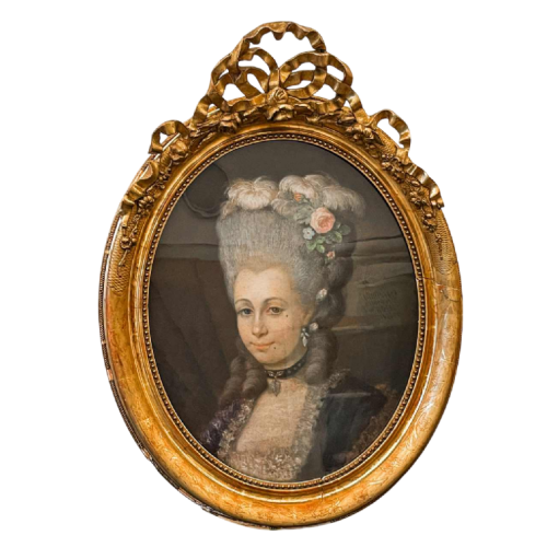 'Elegant woman in a pouf headdress decorated with flowers and feathers' painting pastel on paper, 18th century