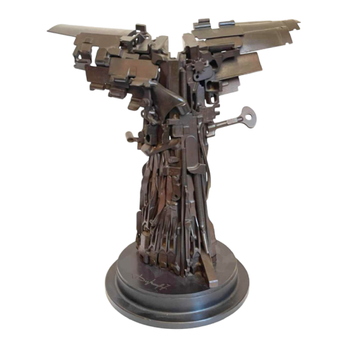 JACQUES DUFRANE ‘La Victoire de Samothrace’ brutalist sculpture in welded steel / patinated assembly, ca 2000