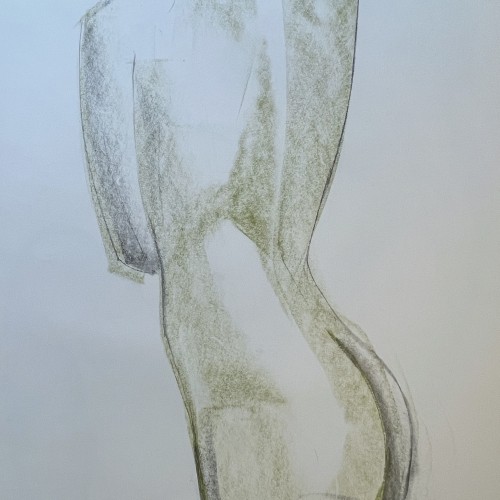 GEORGES (Géo) DE VLAMYNCK ‘Nu de Femme Abstrait H’ painting / mixed media, charcoal, ink and chalk on wet paper