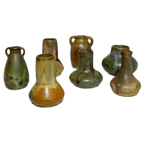 Denbac & Charles Greber, set of 7 stoneware miniature vases, France, early 20th century