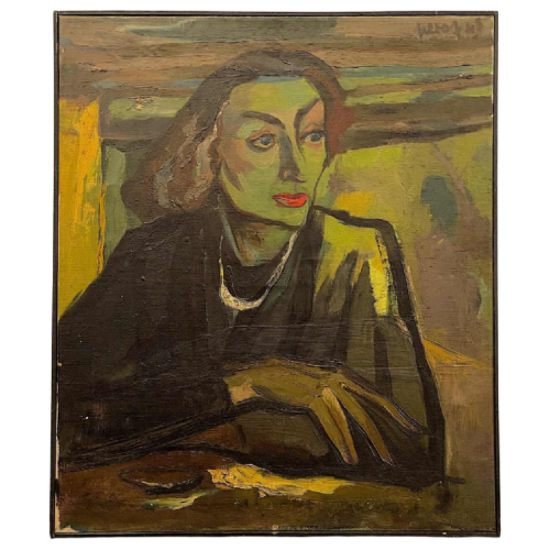 LUC PEROT 'Colette' woman portait' fauvist painting, oil on canvas 1947