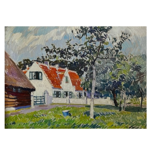 PAUL MATHIEU 'Paysage impressionniste' painting oil on panel, ca 1915
