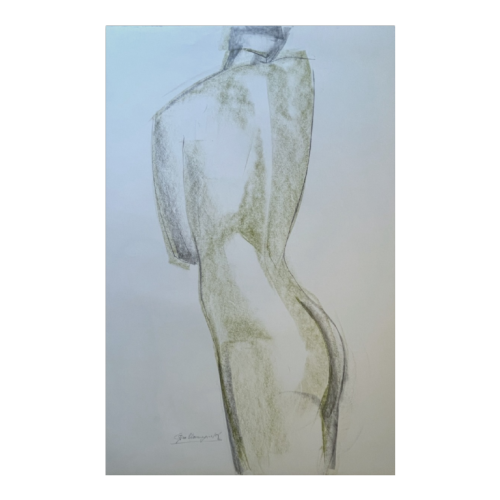 GEORGES (Géo) DE VLAMYNCK ‘Nu de Femme Abstrait H’ painting / mixed media, charcoal, ink and chalk on wet paper