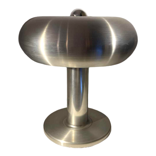 Walter Donner (attr) for Doria, ‘Donut’ lamp, brushed aluminium, Space Age design, ca 1960