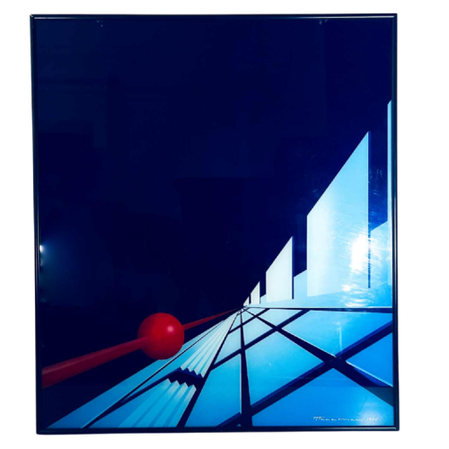 PATRICE PLACEMAN ''Red ball" painting eglomised oil under plexiglass, 1996