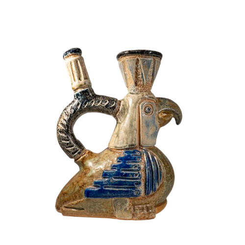 Jules Guérin Bouffioulx, vase/zoomorphic sculpture ‘INCAS bird No. 3225’ stoneware ceramic 1950s