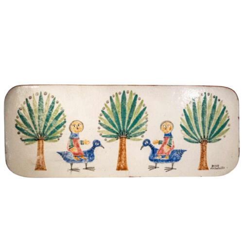 MARIE-HENRIETTE BATAILLE, large (81cm) glazed ceramic plaque/wall sculpture, Dour 1960s