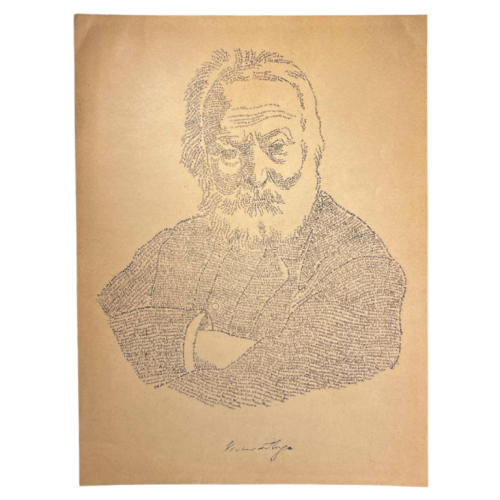ANONYMOUS "Victor Hugo" calligram portrait after M. Gaillard, lithograph on paper, late 19th century