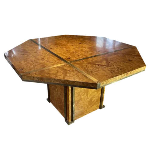 JEAN-CLAUDE MAHEY, Hollywood Regency dining table, integrated extensions, ca. 1970