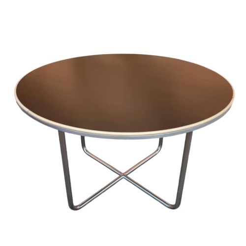 WILLEM HENDRIK GISPEN, table basse ronde Art Déco Moderniste, structure tube d'acier, style Bauhaus ca 1930